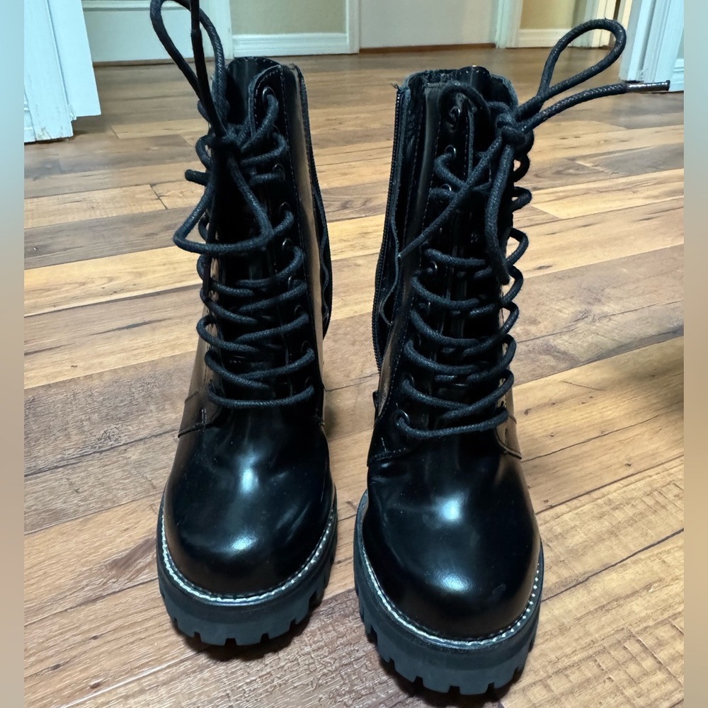 Jeffrey Campbell Legion Black Lace-Up Boots Size 7.5